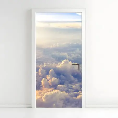 Pegatina para puerta amanecer entre nubes vista aérea serena – Pixers®