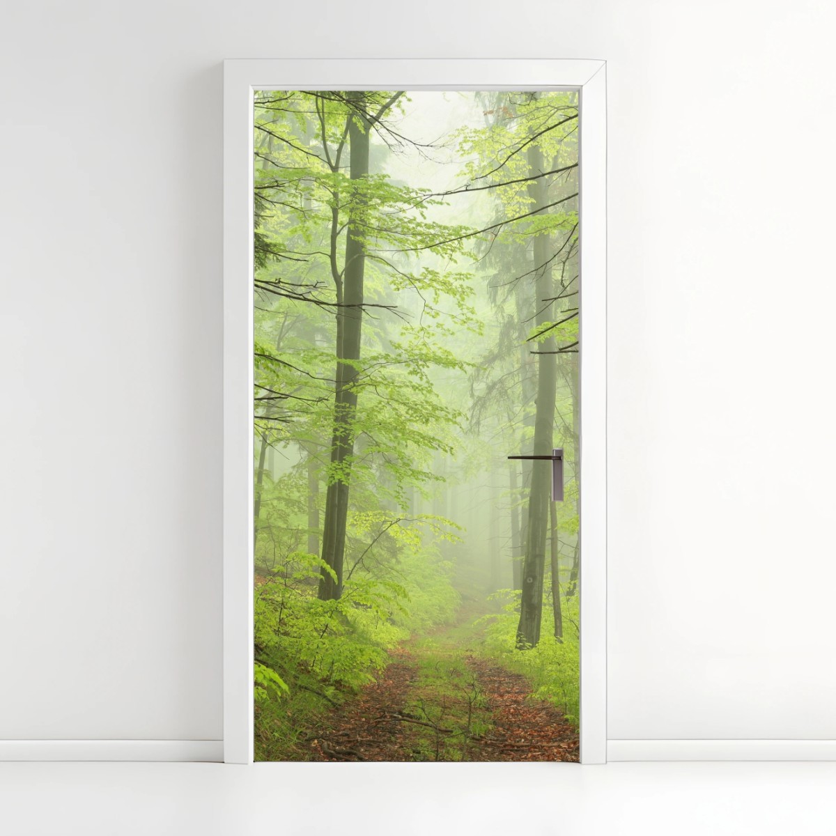 Pegatina para puerta sendero en bosque brumoso – Pixers®