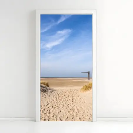 Pegatina para puerta dunas serenas en la costa de Alemania – Pixers®