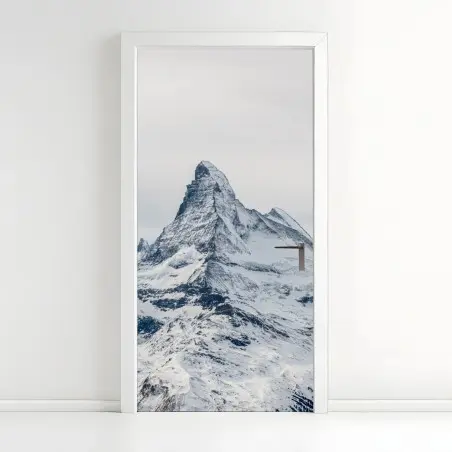 Pegatina para puerta pico alpino nevado y sereno – Pixers®