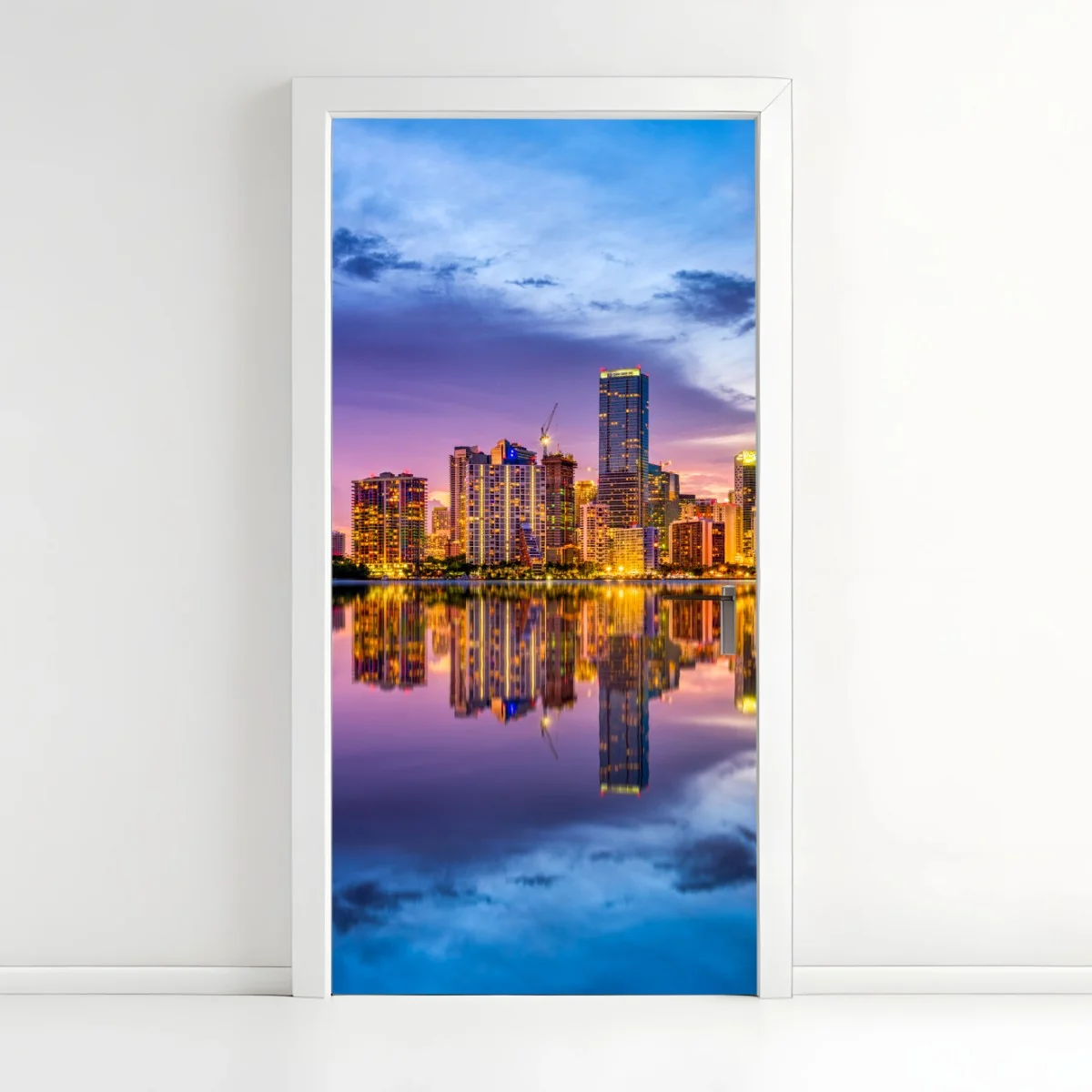 Pegatina para puerta horizonte de Miami al atardecer – Pixers® Pegatina para puerta horizonte de Miami al atardecer – Pixers®