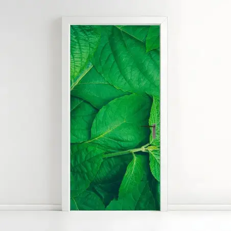 Pegatina para puerta textura de hojas verdes – Pixers®