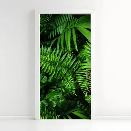 Pegatina para puerta mural de hojas tropicales y helechos – Pixers®