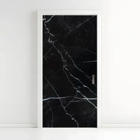Pegatina para puerta textura de mármol marquina negro con vetas blancas – Pixers®