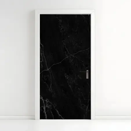 Pegatina para puerta mármol negro con vetas blancas y textura natural – Pixers®