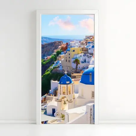 Pegatina para puerta amanecer en Oia, Santorini – Pixers®