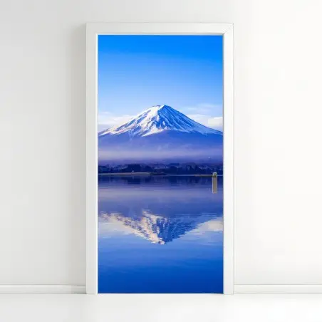 Pegatina para puerta amanecer sobre el Monte Fuji – Pixers®