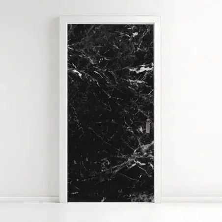 Pegatina para puerta mármol negro veteado clásico – Pixers®