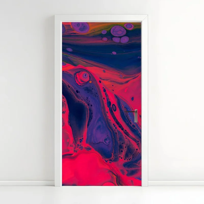 Pegatina para puerta flujo psicodélico fucsia y azul