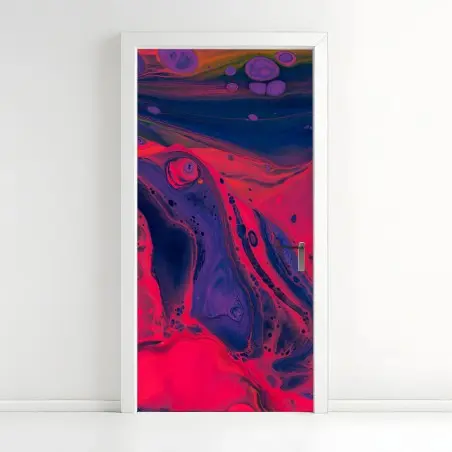 Pegatina para puerta flujo psicodélico fucsia y azul – Pixers®