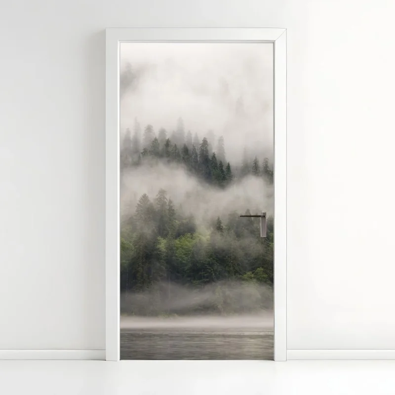 Pegatina para puerta silencio entre pinos, Columbia Británica
