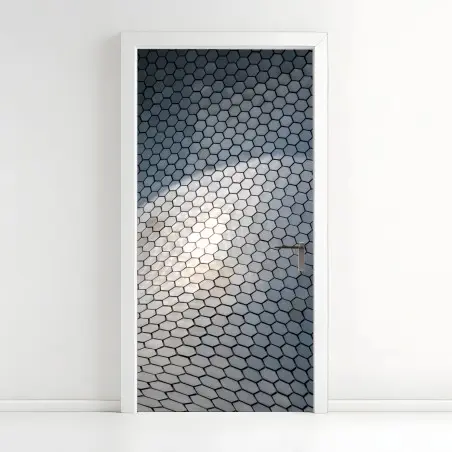 Pegatina para puerta mosaico hexagonal metálico abstracto – Pixers®