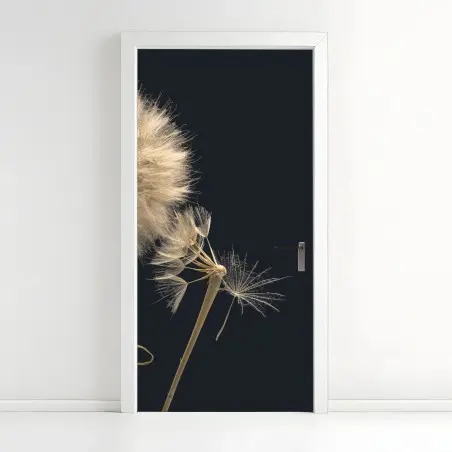 Pegatina para puerta soplo de diente de león sobre fondo oscuro – Pixers®