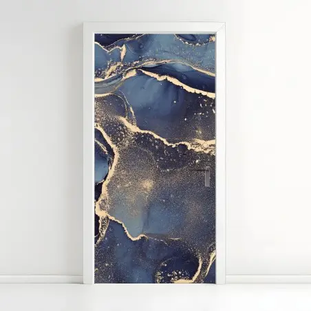 Pegatina para puerta sueño líquido en azul y dorado – Pixers®