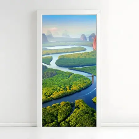 Pegatina para puerta amanecer sobre Phang Nga, Tailandia – Pixers®