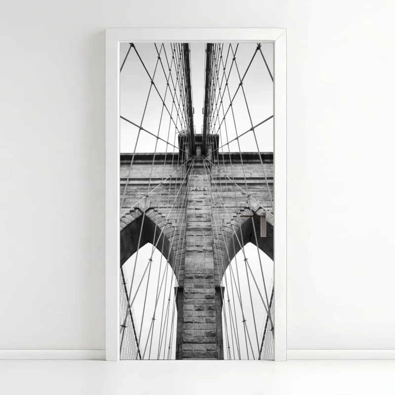 Pegatina para puerta vista monumental del puente de Brooklyn