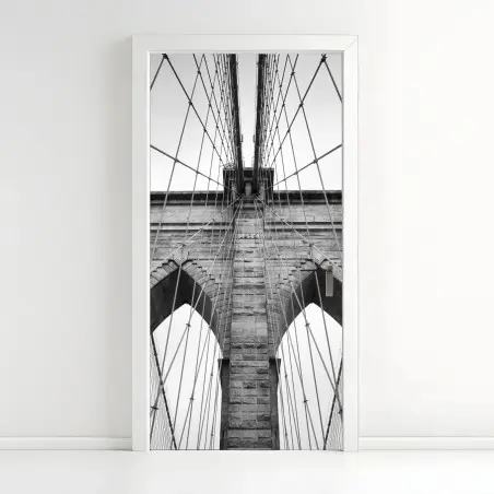 Pegatina para puerta vista monumental del puente de Brooklyn – Pixers®