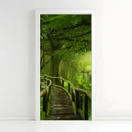 Pegatina para puerta sendero místico en la selva tropical – Pixers®