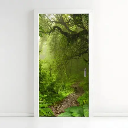 Pegatina para puerta sendero oculto en la selva esmeralda – Pixers®