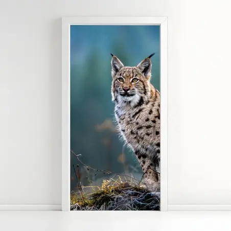Pegatina para puerta lince en el claro del bosque – Pixers®