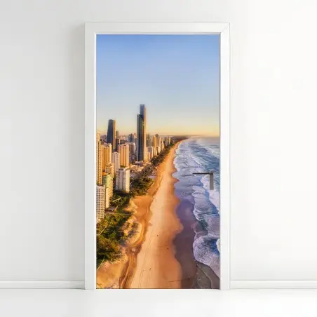 Pegatina para puerta amanecer sobre Surfers Paradise, Gold Coast – Pixers®