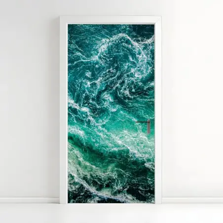 Pegatina para puerta remolino marino en tonos turquesa – Pixers®