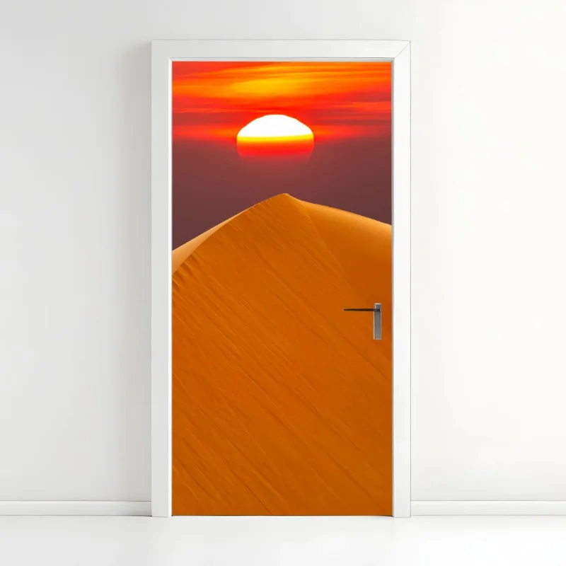 Pegatina para puerta puesta de sol sobre dunas doradas