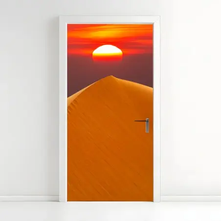 Pegatina para puerta puesta de sol sobre dunas doradas – Pixers®