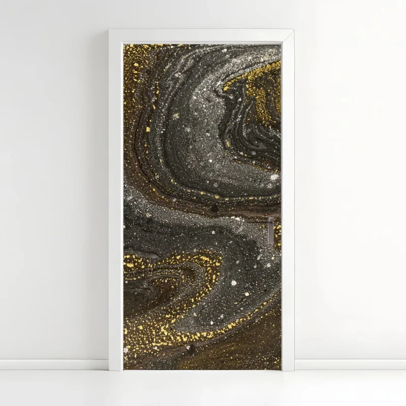 Pegatina para puerta vórtice cósmico en negro y dorado