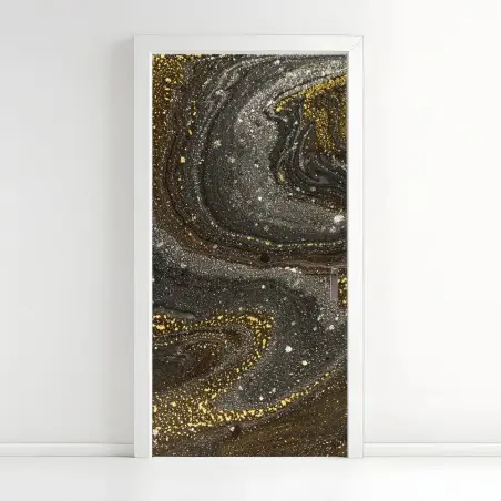 Pegatina para puerta vórtice cósmico en negro y dorado – Pixers®