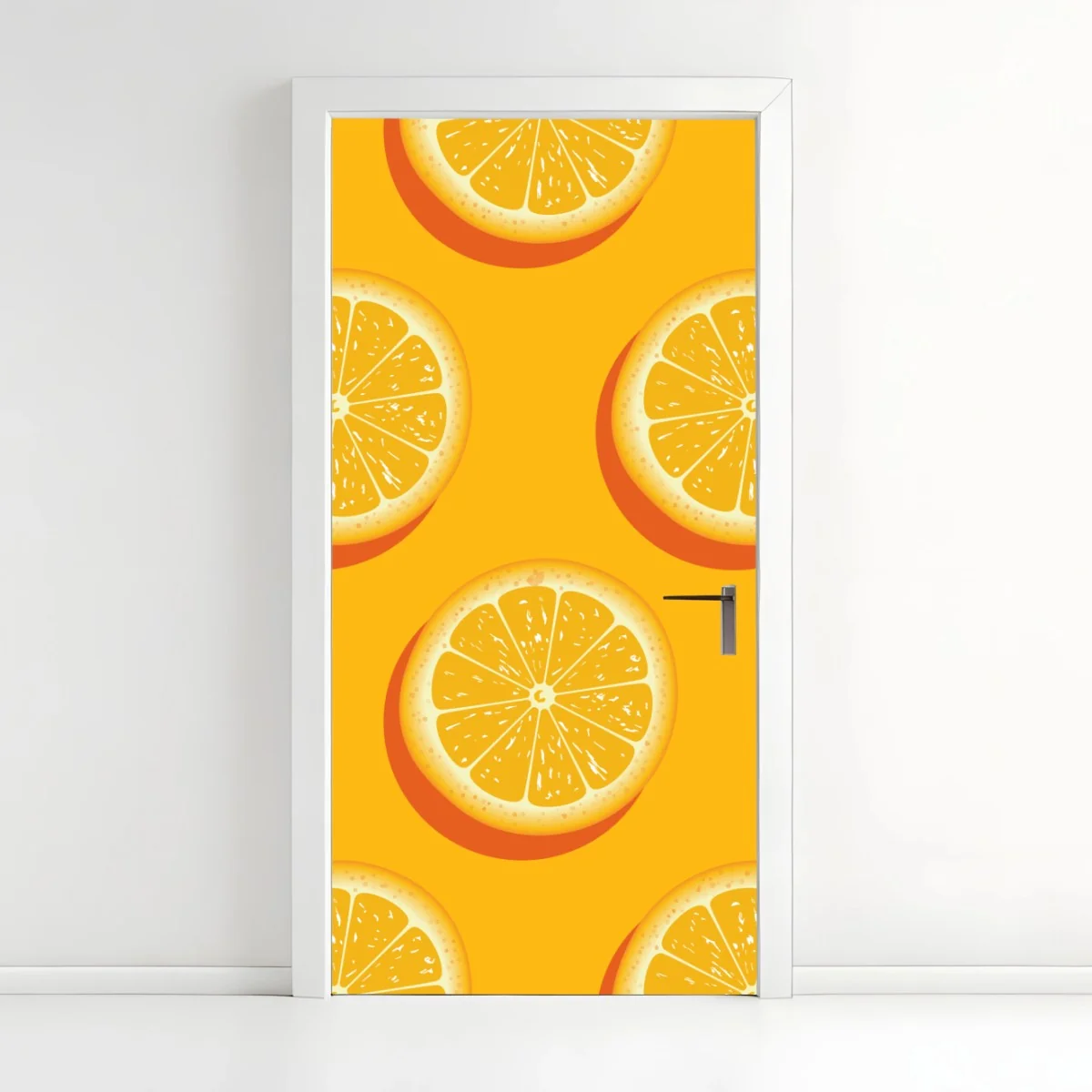 Pegatina para puerta patrón cítrico de rodajas de naranja – Pixers® Pegatina para puerta patrón cítrico de rodajas de naranja – Pixers®