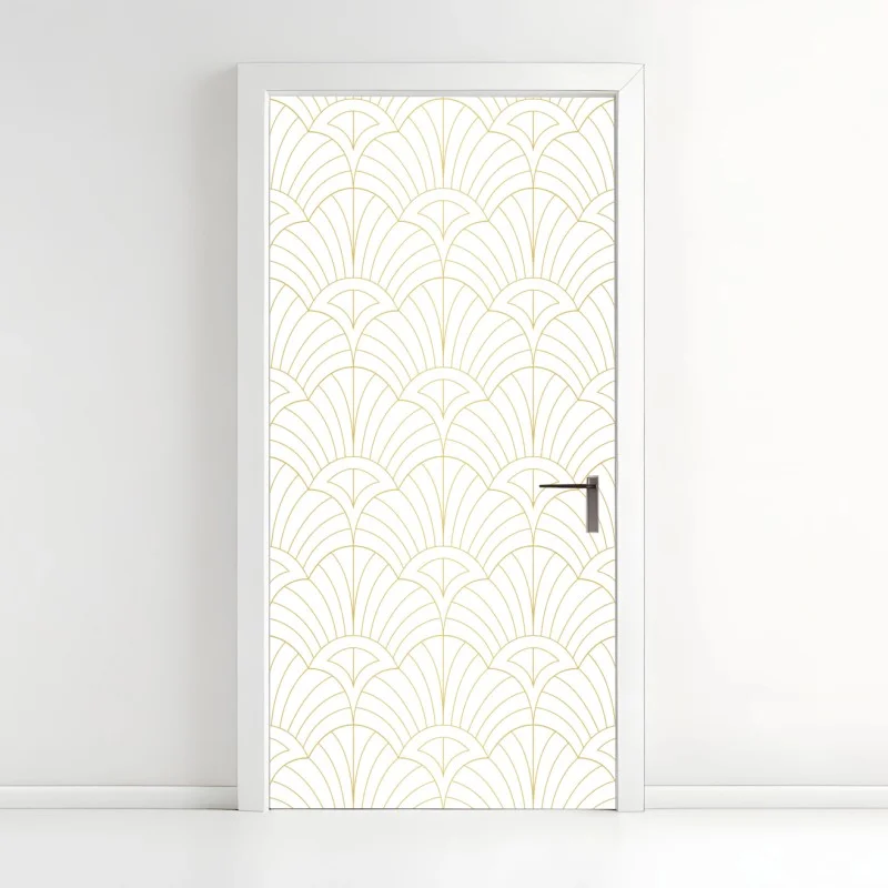 Pegatina para puerta elegante patrón geométrico art deco dorado