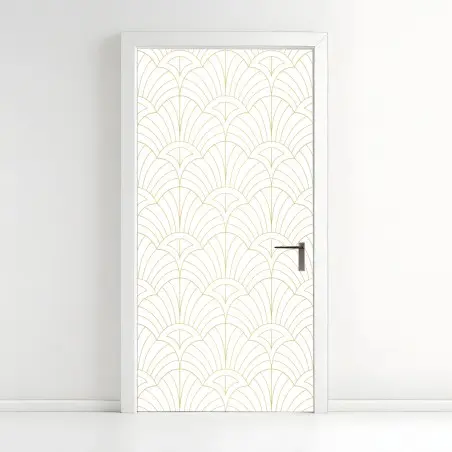 Pegatina para puerta elegante patrón geométrico art deco dorado – Pixers®