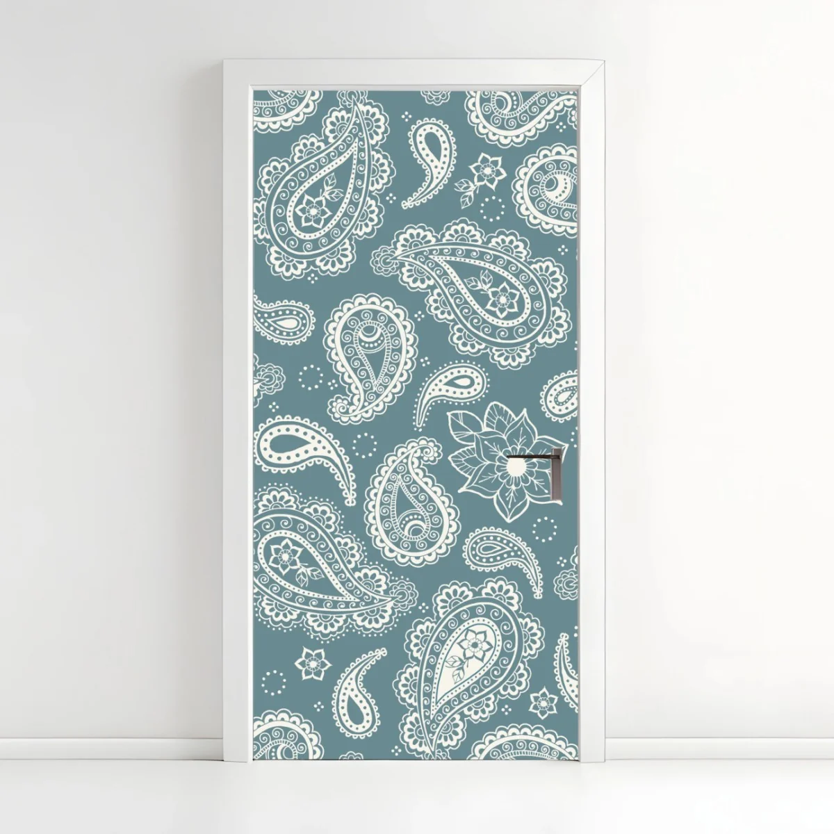 Pegatina para puerta patrón paisley bohemio en turquesa y blanco – Pixers® Pegatina para puerta patrón paisley bohemio en turquesa y blanco – Pixers®