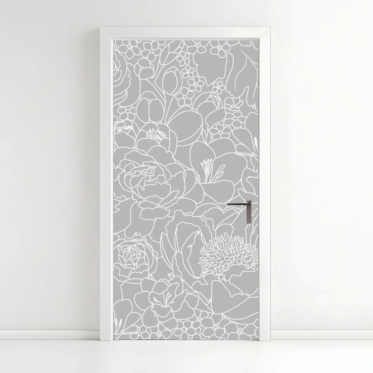 Pegatina para puerta patrón floral minimalista en tonos grises – Pixers® Pegatina para puerta patrón floral minimalista en tonos grises – Pixers®