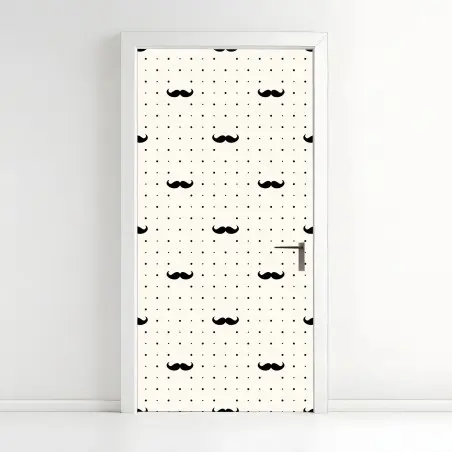 Pegatina para puerta patrón de bigotes retro con puntos – Pixers®