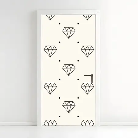 Pegatina para puerta patrón minimalista de diamantes en tonos neutros – Pixers®