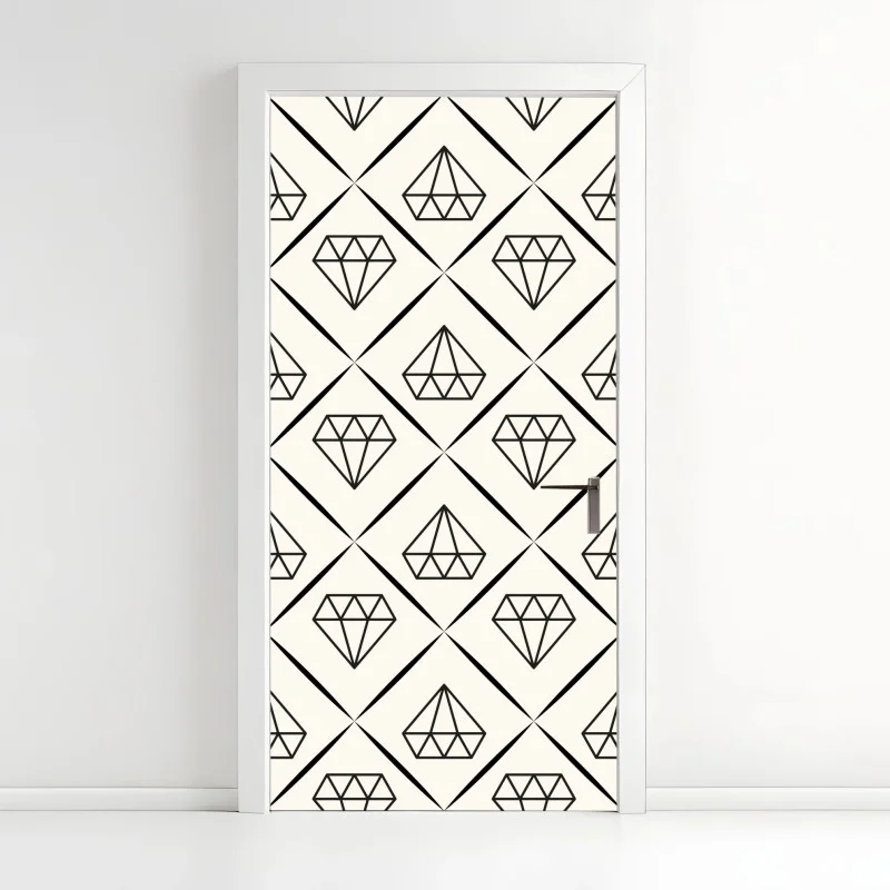 Pegatina para puerta patrón geométrico de diamantes minimalista y elegante