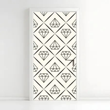 Pegatina para puerta patrón geométrico de diamantes minimalista y elegante – Pixers®