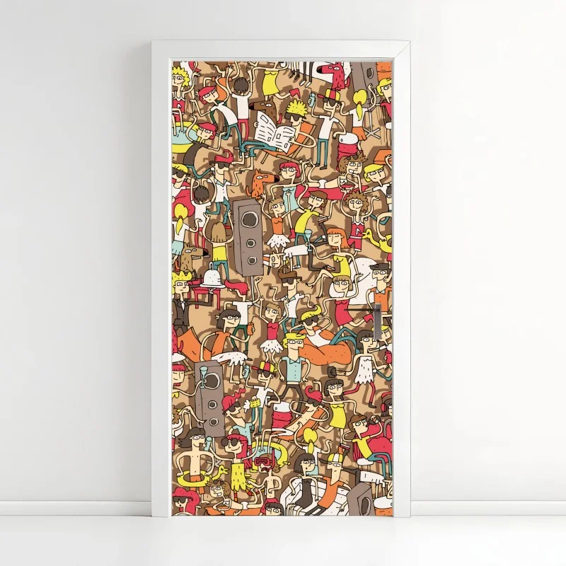 Pegatina para puerta fiesta veraniega ilustrada
