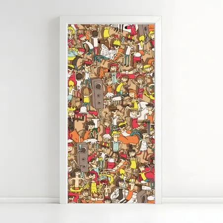 Pegatina para puerta fiesta veraniega ilustrada – Pixers®