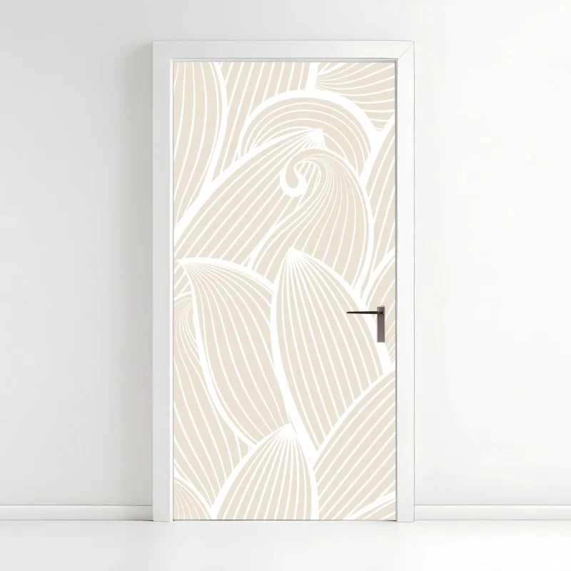 Pegatina para puerta diseño floral minimalista en tonos beige