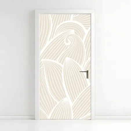 Pegatina para puerta diseño floral minimalista en tonos beige – Pixers®