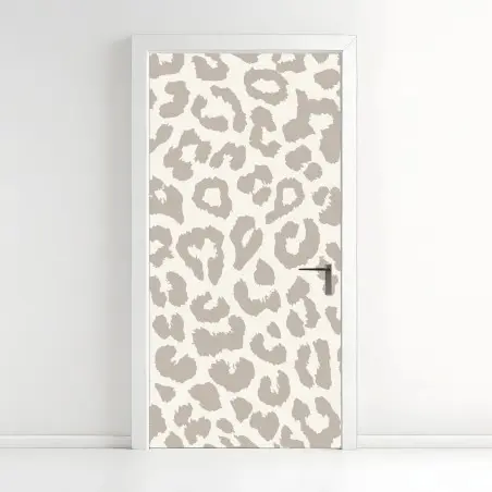 Pegatina para puerta estampado de leopardo beige y neutro – Pixers®