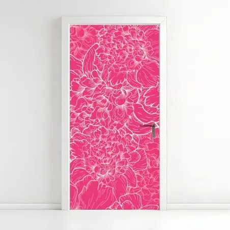 Pegatina para puerta estampado floral rosa vibrante – Pixers®