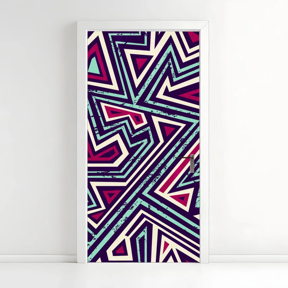 Pegatina para puerta patrón geométrico vibrante en tonos turquesa y magenta – Pixers® Pegatina para puerta patrón geométrico vibrante en tonos turquesa y magenta – Pixers®