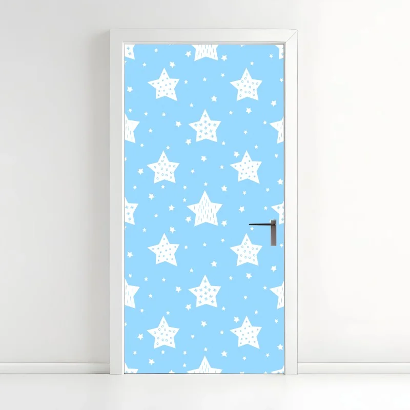 Pegatina para puerta fondo estrellado infantil azul