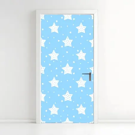 Pegatina para puerta fondo estrellado infantil azul – Pixers®
