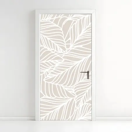 Pegatina para puerta diseño botánico minimalista en tonos beige – Pixers®