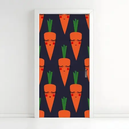 Pegatina para puerta patrón de zanahorias con caritas – Pixers®